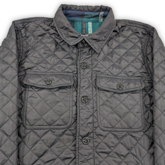 Abercrombie Fitch Diamond Quilted Barn Jacket Men XL  Black Flannel Fleece Lined - Picture 6 of 10
